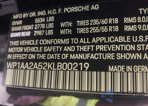 2019 Porsche Macan z USA, uszkodzony, nr VIN WP1AA2A52KLB00219